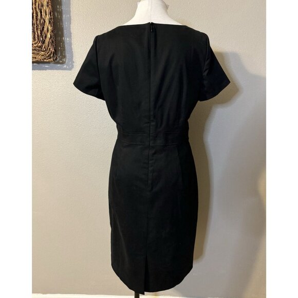 J Crew Sheath Dress 12 Black Short Sleeve Stretch Cotton Washable Career Casual - Picture 7 of 11